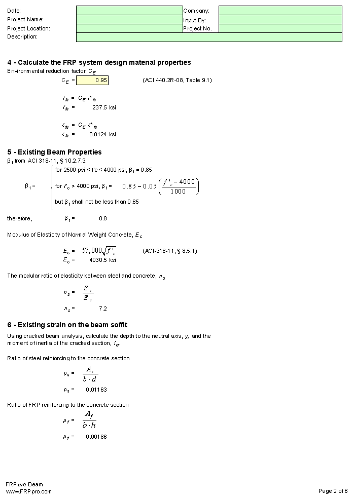 FRPpro software screenshot for the design of FRP composite strengthening and reinforcement of structures