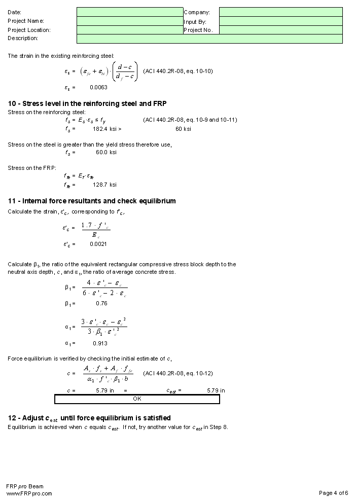 FRPpro software screenshot for the design of FRP composite strengthening and reinforcement of structures